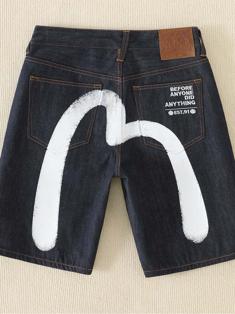 Evisu Men's Dark Denim Shorts
